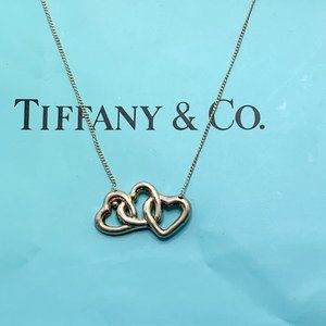 Authentic Tiffany & Co Silver 925 Triple Open Hearts Necklace